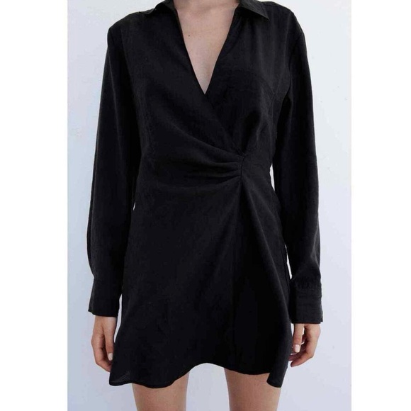 Zara Black Wrap Dress – Size Small - Picture 4 of 10